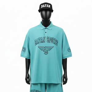 Polo pour homme en tissu mesh polyester de haute qualité, couleur aqua unie, évacuation de l'humidité, logo imprimé, chemises polo pour homme - Product Image 1