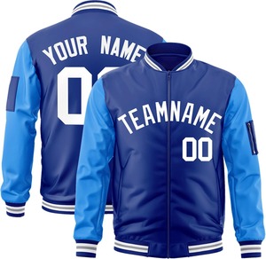 Chaqueta universitaria de moda con mangas de contraste Nombre del equipo personalizado Número Bordado Bomber College Letterman Jacket Dropshipping - Product Image 1
