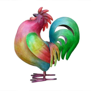 Escultura de Gallo de Metal Moderna Hecha a Mano, Multicolor, de Alta Calidad, con Acabado en Polvo, Ideal para Decoración - Product Image 1
