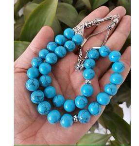 Tasbih de luxe fait main, 108 perles, pierre turquoise, chapelet de prière islamique, bijoux musulmans, exportation Inde - Product Image 4
