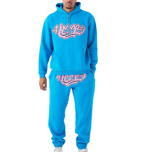 Ensemble de survêtement décontracté en molleton imprimé respirant grande taille avec pantalon évasé et sweat à capuche uni pour l'hiver - Product Image 1