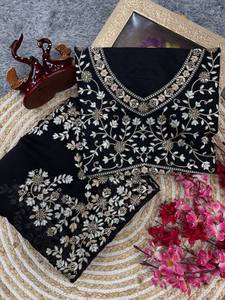 Nouvelle tendance belle séquence et travail de broderie Zari pour les femmes vêtements de mariage saree sari shari - Product Image 2