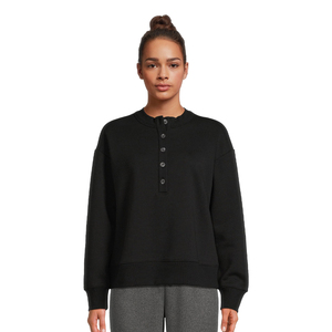 Sweat-shirt de luxe pour femme, options de conception personnalisée, conception de fermeture à quart de bouton, conception d'épaule tombante, rotation rapide - Product Image 2