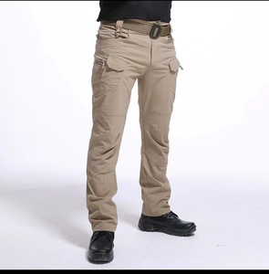 Pantalones cargo de trabajo informales para hombre de talla grande personalizados cintura tela de algodón cremallera decoraciones otoño - Product Image 4