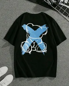 Camiseta de Algodón Grueso de 260 g/m², Estilo Urbano, Holgada, Informal, Unisex, Básica, Lisa, CVC, Corta, Hip Hop - Product Image 5