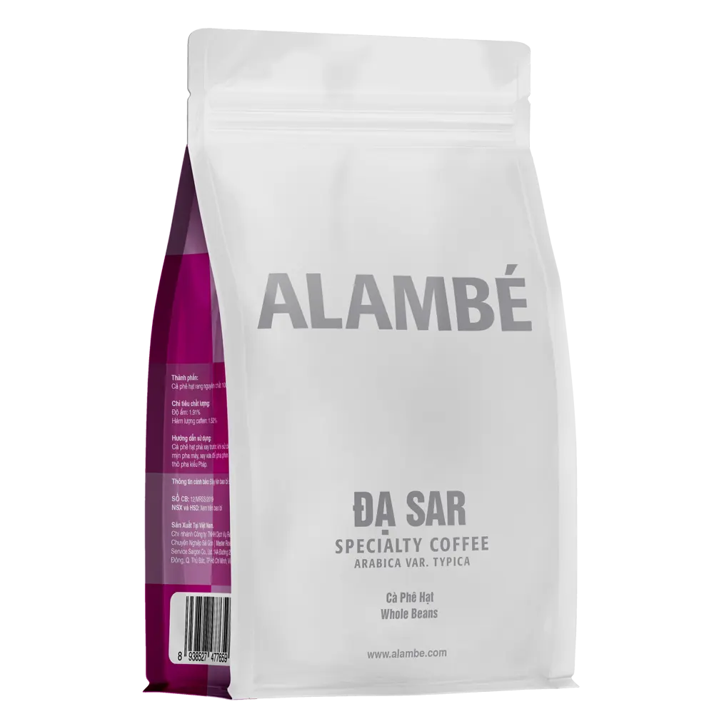 Beutelverpackung Alambe Da Sar ganze Bohnen Kaffee 230 g traditionelles Anpflanzen und Ernten 24 Monate Haltbarkeit Made in Vietnam