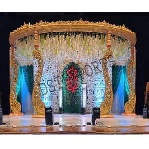 Mandap de Fibra Dorada Tallada con Diseño Paisley para Ceremonia de Boda en Sri Lanka, Decoración Exterior para Bodas, Mandap Peacock Vidhi, Paisley Mandap UK - Product Image 1