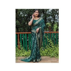 Sarees Banarasi à la recherche élégante et prête à l'emploi Saree Banarasi avec Bandhej Saree en soie à un prix abordable - Product Image 1