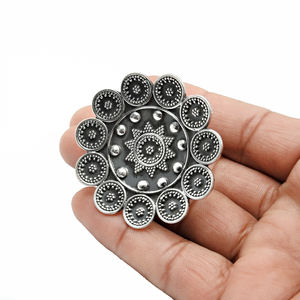 Indian Artisan Handcrafted Jewelry 925 Sterling Oxidized Silver <b>Flower</b> Shape Ethnic Ring for Woman <b>Girl</b> Wholesale Price Supplier - Product Image 1