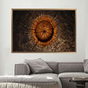 Elegant Tree Ring Abstract <b>Canvas</b> Print for Rustic or Modern Decor,1P:Gold <b>Framed</b> - Product Image 1