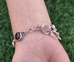 Pulsera de tenis de Plata de Ley 925 para mujer, piedra preciosa de cuarzo ahumado, joyería hecha a mano de moda chapada en rodio - Product Image 2