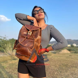 ใหม่ทําด้วยมือของแท้Crunchกระเป๋าเป้สะพายหลังหนังสไตล์วินเทจUnisexหลายใช้กระเป๋าเป้สะพายหลังRucksackกระเป๋าเป้สะพายหลังสําหรับผู้ชายและผู้หญิง - Product Image 1