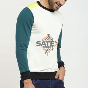 Sweat-shirt unisexe de haute qualité, col rond personnalisé, design ample, manches longues, 100% coton, brodé, uni, teint, vêtement d'hiver - Product Image 2