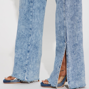 Pantalones Vaqueros Rotos de Moda para Mujer OEM 2025, Pantalones Vaqueros Casuales de Campana, Pantalones Vaqueros de Mezclilla de Alta Calidad para Mujer con Logotipo Personalizado - Product Image 6