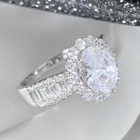 Bague Halo en Argent Sterling 925 avec Moissanite Couleur D VVS, Vente Chaude, Personnalisable, pour Mariage, Vente en Gros