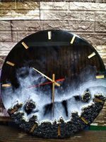 JAM DINDING Resin Epoksi Buatan Tangan Ukuran Sesuai Pesanan Dioperasikan dengan Baterai Desain Modern Pola Geometris Abstrak Pernikahan Rumah