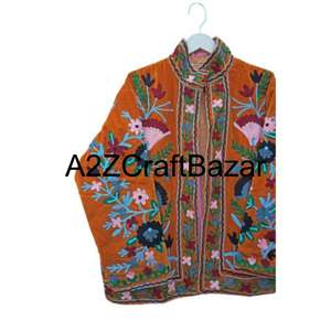 Chaqueta Bomber Suzani de Punto Floral Bohemia Bordada a Mano con Forro de Algodón, Abrigo de Invierno y Primavera Hecho a Mano para Mujer - Product Image 2