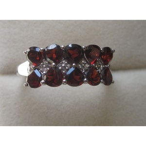 Handmade 925 Sterling <b>Silver</b> <b>Ring</b> for Women Natural <b>Garnet</b> White Topaz Stone Handcrafted Jewelry for Everyday Wear Shah Gems - Product Image 1