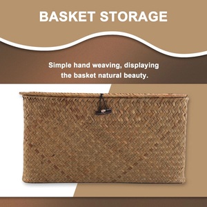 Caja de Almacenamiento de Mimbre Tejida a Mano con Tapa, Organizador de Cesta Tejida Natural para el Hogar - Product Image 6