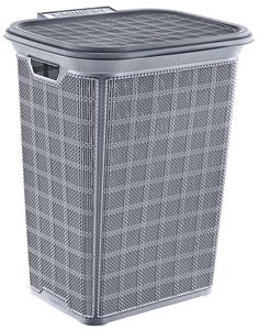 Cesto de Ropa de Plástico PP de 60L con Tapa, Estilo Mimbre, Ecológico, Multifuncional para Baño, Garaje y Almacenamiento de Herramientas - Product Image 1