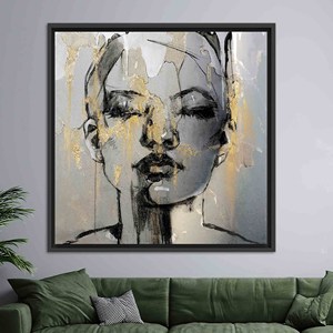 Impression sur toile Femme Dorée : Décoration murale moderne, design élégant, toile encadrée noire - Product Image 1