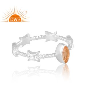 แหวนพลอยซิทรีนธรรมชาติทำจากเงินสเตอร์ลิงดีไซน์ที่ดีที่สุดเครื่องประดับตามสั่งสำหรับเป็นของขวัญสำหรับผู้หญิงสำหรับผู้หญิง - Product Image 4