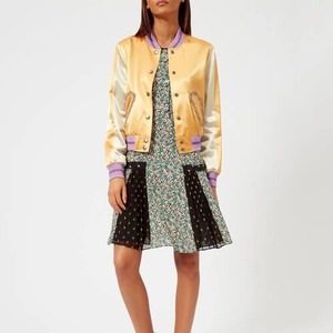 Chaqueta personalizada de alta calidad para mujer, chaqueta antimanchas de alta calidad, chaqueta universitaria Bomber de satén con cremallera y bloque de color - Product Image 6