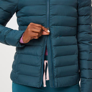 Chaqueta Acolchada para Mujer, Manga Larga, Cuello Alto, Cierre de Cremallera, Color Sólido, Relleno de Poliéster, Largo Regular - Product Image 4