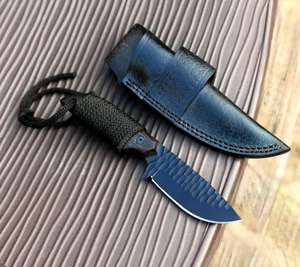 Couteau de chasse industriel en acier au carbone avec fourreau, lame fixe, survie en camping, manche en micarta OEM, survie en plein air, camping - Product Image 1