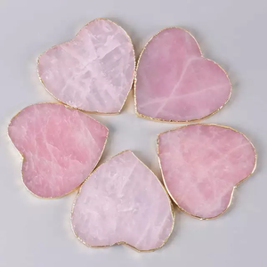 รถไฟเหาะควอตซ์กุหลาบพลอยคริสตัลธรรมชาติรูปหัวใจพร้อมขอบทองสำหรับงานเฉลิมฉลองในงานแต่งงานและวันหยุด - Product Image 4