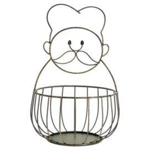 ตะกร้าผลไม้สไตล์วินเทจ ตะกร้าใส่ผลไม้โลหะตกแต่งลายหนวด ที่เก็บของในครัว ตะกร้าผลไม้ลวด - Product Image 1