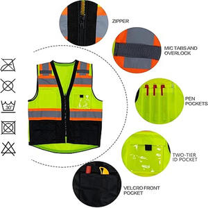 Security Jacket Construction High Visibility Work Reflective Clothing Signal Traffic <b>Safety</b> Equipment <b>Roadway</b> Reflective Vest - Product Image 5