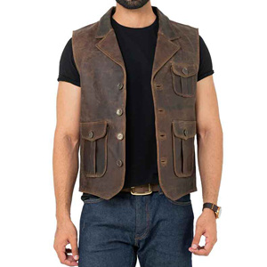 2024 hommes en cuir de vachette véritable gilet Logo personnalisé grande taille formel hiver laine chaud coupe-vent respirant de haute qualité - Product Image 5