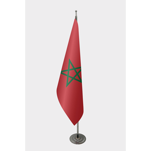 Drapeau d'intérieur officiel du Maroc - Impression numérique, mât en aluminium, matériaux nylon/polyester/vinyle/soie, usage éducatif - Product Image 1