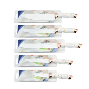 Service OEM ODM personnalisé en gros, ensemble de couteaux de chef en acier Damas faits à la main, lame tranchante, manche en marbre - Product Image 4