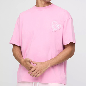 Camiseta gruesa con estampado de algodón 100% personalizado para hombre, ropa informal con logotipo, camisetas de manga corta con cuello redondo para hombre - Product Image 1