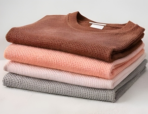 Streetwear Fashion High Quality <b>Waffle</b> Knit T-Shirt Custom Logo Heavyweight Blank Oversized <b>Waffle</b> Knit Tshirt OEM Wholesale - Product Image 1