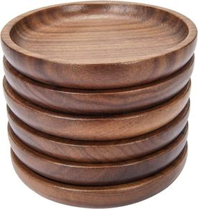 Carved Wooden <b>Coasters</b> with Holder Round Eco <b>Coaster</b> Set for Dining <b>Table</b> Bar and Kitchen Use Handmade Wooden Mats and Pads - Product Image 6