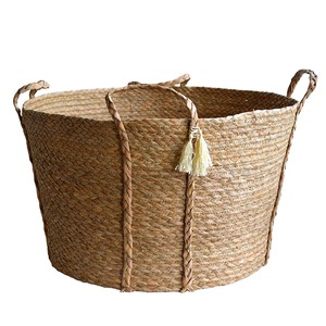 Hot Top Vietnam Rustic Seagrass <b>Laundry</b> <b>Basket</b> ZigZag Weaving Durable Handwoven Kitchen Home Organizer Home Decoration - Product Image 1