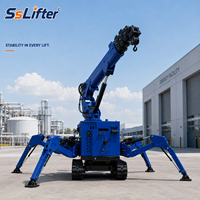 Mini-grue araignée compacte avec flèche télescopique et stabilisateurs hydrauliques pour la construction, l'installation de vitrages et le levage en intérieur