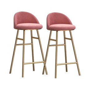 Taburete de Bar otomano alto de lujo moderno, silla de cuero de terciopelo, patas nórdicas de acero inoxidable, taburete de bar de cocina, hotel con la mejor tarifa - Product Image 4