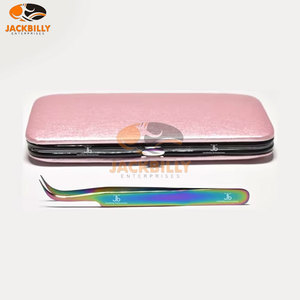 Extensiones de punta de fibra de acero inoxidable con volumen de etiqueta privada, pinzas para cejas y pestañas con logotipo personalizado - Product Image 1