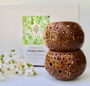 ที่วางไฟชากะลามะพร้าวแบบยั่งยืนตามธรรมชาติ / ชามกะลามะพร้าวสําหรับเทียนพร้อมโลโก้แกะสลัก - Product Image 6