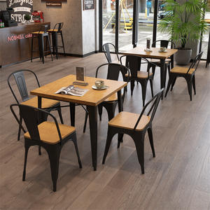 Ensemble de salle à manger de vente populaire à usage commercial pour restaurants hôtels cafés écoles ensemble de meubles en bois et métal - Product Image 3