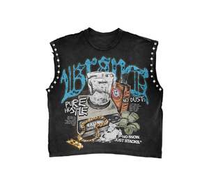 Fabricación personalizada de alta calidad logotipo personalizado serigrafiado Boxy Fit camisetas impresas con diamantes de imitación camisetas sin mangas - Product Image 5