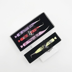 แหนบต่อขนตาสแตนเลสลายเพชรแบบยั่งยืนแหนบปลายกระดาษเคลือบหลายจุดสีเงินด้านล่าง - Product Image 2