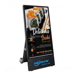 360SPB OPO43 ЖК-дисплей, портативные рекламные экраны, вывески, с питанием от батареи, передвижной киоск, тотем, портативный цифровой ЖК-плакат