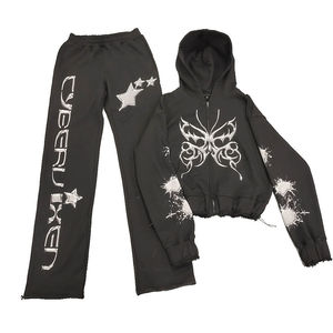 Venta al por mayor Streetwear transpirable ácido lavado Boxer Jogger Twin Set Plus Oversized bordado gimnasio ropa deportiva invierno impreso - Product Image 6