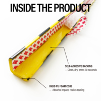 Protection d'angle en mousse PU anti-collision pour entrepôt et atelier, bande réfléchissante jaune et noire, taille et logo personnalisés OEM