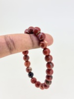 Joyería Fina Vintage Hecha a Mano, Pulseras de Moda con Cuentas de Plata de Ley 925 Maciza con Cabujón de Jaspe Rojo Natural de Corte Redondo